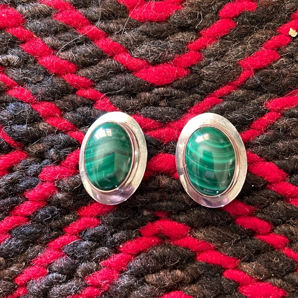 Malachite and sterling silver earrings